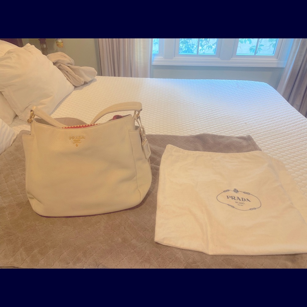Prada authentic Vitello Daino side zip hobo